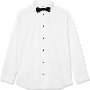 Calvin Klein Boys' Long Sleeve Tuxedo Dress Shirt with Bow Tie